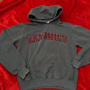 Champion Gray Hoodie with Red Lettering